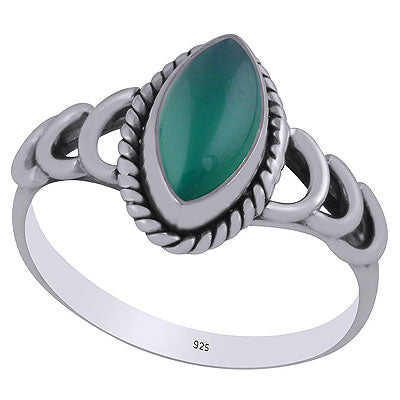 Gorgeous Pattern Twisted Wire Work Around Green Onyx Marquise Shape 925 Sterling Solid Silver Ring - R3403145-7