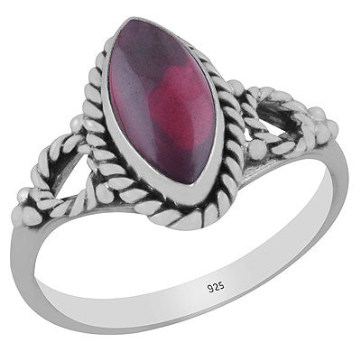 Stunning Twisted Wire Work Around Garnet Marquise Shape 925 Sterling Solid Silver Ring - R3403146-2