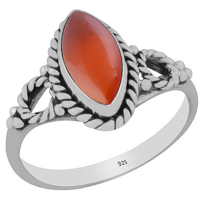 Stunning Twisted Wire Work Around Carnelian Marquise Shape 925 Sterling Solid Silver Ring - R3403146-6