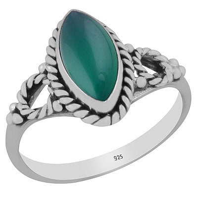 Stunning Twisted Wire Work Around Green Onyx Marquise Shape 925 Sterling Solid Silver Ring - R3403146-7