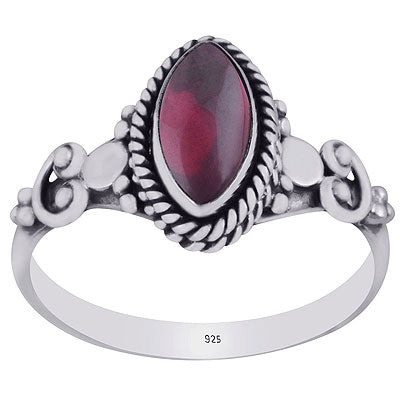 Alluring Handcrafted Coil Work Around Garnet Marquise Shape 925 Sterling Solid Silver Ring - R3403147-2