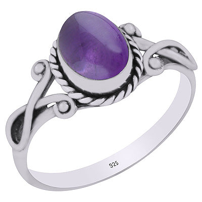 Gorgeous Twisted Wire Work Around Amethyst Oval Shape 925 Sterling Solid Silver Ring - R3403148-1