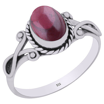 Gorgeous Twisted Wire Work Around Garnet Oval Shape 925 Sterling Solid Silver Ring - R3403148-14