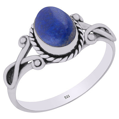 Gorgeous Twisted Wire Work Around Lapis Oval Shape 925 Sterling Solid Silver Ring - R3403148-15