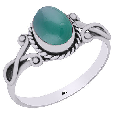 Gorgeous Twisted Wire Work Around Green Onyx Oval Shape 925 Sterling Solid Silver Ring - R3403148-6