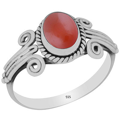 Beautiful Coil Work Around Carnelian Oval Shape 925 Sterling Solid Silver Ring - R3403149-6