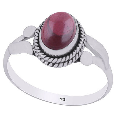 Stunning Rawa & Twisted Wire Work Around Garnet Oval Shape 925 Sterling Solid Silver Ring - R3403154-2