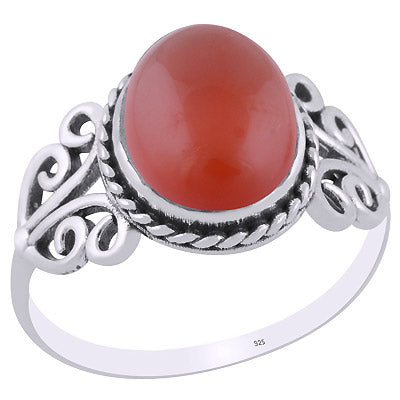 Beautiful Wire Work Around Carnelian Oval Shape 925 Sterling Solid Silver Ring - R3403181-27