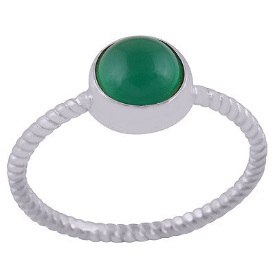 Beautiful Twisted Shank Around Green Onyx Round Shape 925 Sterling Solid Silver Ring - R3403185-6
