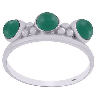 Stunning Multiple Gemstones Work Around Green Onyx Round Shape 925 Sterling Solid Silver Ring - R3403186-8