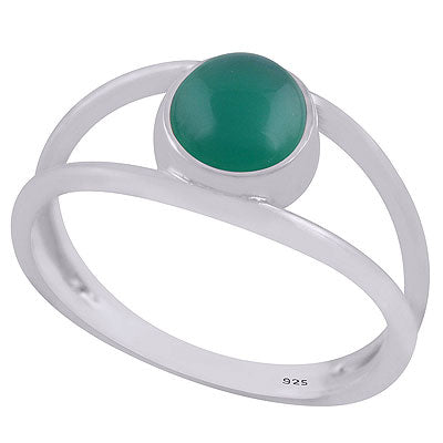 Beautiful Split Shank Around Green Onyx Round Shape 925 Sterling Solid Silver Ring - R3403195-6