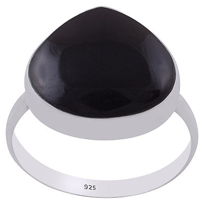 Beautiful Elongated Gemstone Black Onyx Drop Shape 925 Sterling Solid Silver Ring - R3403196-12