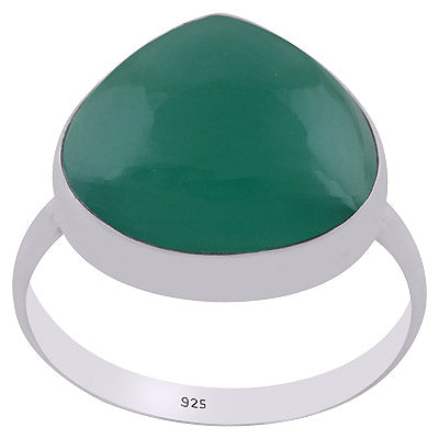 Beautiful Elongated Gemstone Green Onyx Drop Shape 925 Sterling Solid Silver Ring - R3403196-5