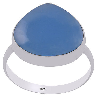 Beautiful Elongated Gemstone Blue Chalcedony Drop Shape 925 Sterling Solid Silver Ring - R3403196-6
