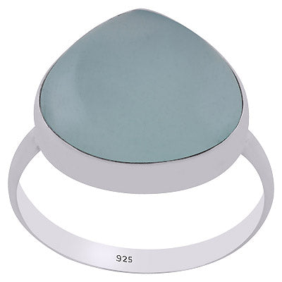 Beautiful Elongated Gemstone Aqua Chalcedony Drop Shape 925 Sterling Solid Silver Ring - R3403196-7