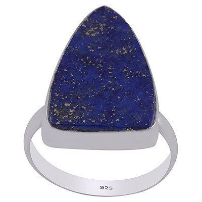 Stunning Shaped Gemstone Lapis Shield Shape 925 Sterling Solid Silver Ring - R3403197-3