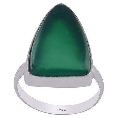 Stunning Shaped Gemstone Green Onyx Shield Shape 925 Sterling Solid Silver Ring - R3403197-5