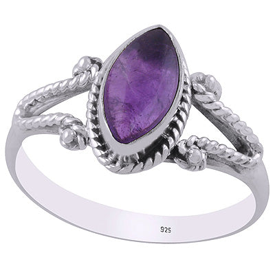 Beautiful Twisted Wire Work Around Amethyst Marquise Shape 925 Sterling Solid Silver Ring - R3403201-1