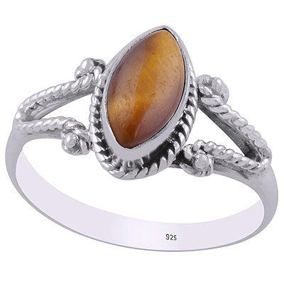 Beautiful Twisted Wire Work Around Tiger's Eye Marquise Shape 925 Sterling Solid Silver Ring - R3403201-13