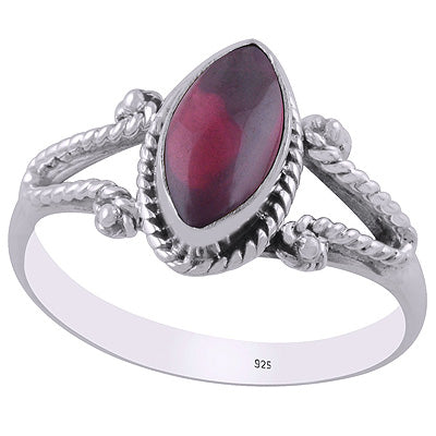 Beautiful Twisted Wire Work Around Garnet Marquise Shape 925 Sterling Solid Silver Ring - R3403201-2