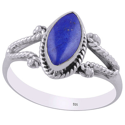 Beautiful Twisted Wire Work Around Lapis Marquise Shape 925 Sterling Solid Silver Ring - R3403201-6