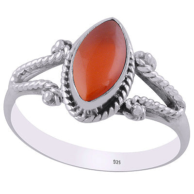 Beautiful Twisted Wire Work Around Carnelian Marquise Shape 925 Sterling Solid Silver Ring - R3403201-9