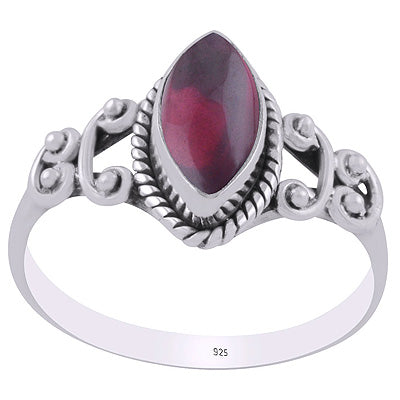 Alluring Handcrafted Work Around Garnet Marquise Shape 925 Sterling Solid Silver Ring - R3403202-52
