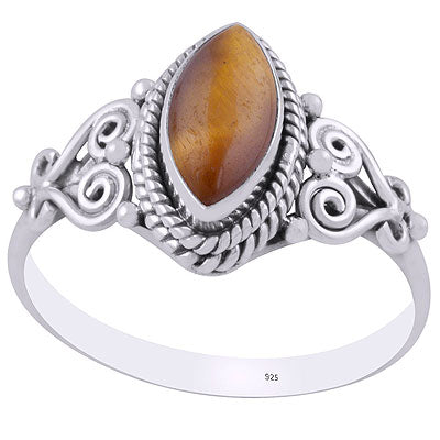 Gorgeous Wire Coil Work Around Tiger's Eye Marquise Shape 925 Sterling Solid Silver Ring - R3403205-11