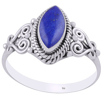 Gorgeous Wire Coil Work Around Lapis Marquise Shape 925 Sterling Solid Silver Ring - R3403205-6