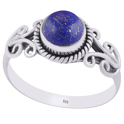 Alluring Wire Work Around Lapis Round Shape 925 Sterling Solid Silver Ring - R3403207-10