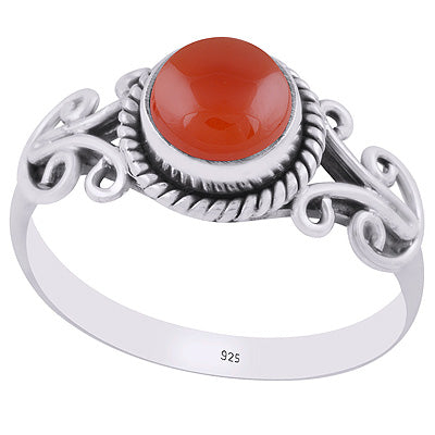 Alluring Wire Work Around Carnelian Round Shape 925 Sterling Solid Silver Ring - R3403207-11