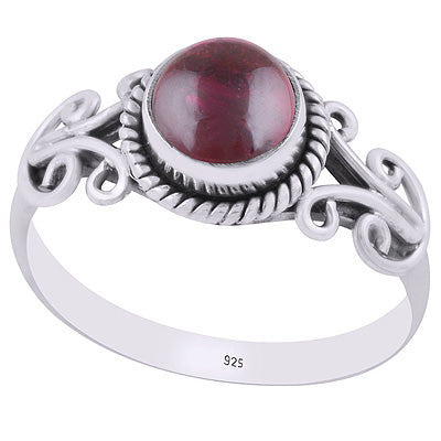 Alluring Wire Work Around Garnet Round Shape 925 Sterling Solid Silver Ring - R3403207-2