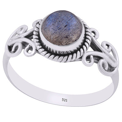 Alluring Wire Work Around Labradorite Round Shape 925 Sterling Solid Silver Ring - R3403207-5