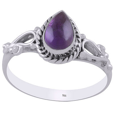 Gorgeous Twisted Wire Work Around Amethyst Pear Shape 925 Sterling Solid Silver Ring - R3403208-1