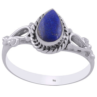 Gorgeous Twisted Wire Work Around Lapis Pear Shape 925 Sterling Solid Silver Ring - R3403208-5