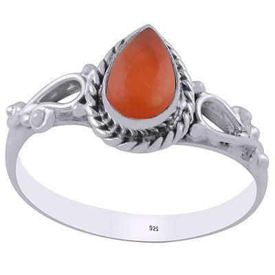 Gorgeous Twisted Wire Work Around Carnelian Pear Shape 925 Sterling Solid Silver Ring - R3403208-6