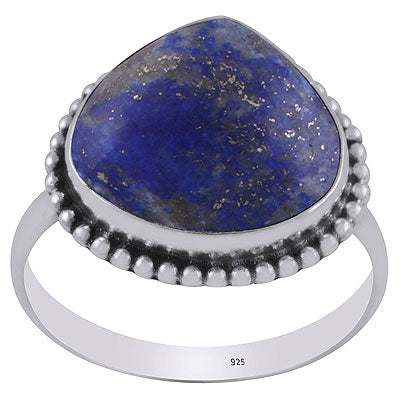 Beautiful Rawa Work Around Lapis Drop Shape 925 Sterling Solid Silver Ring - R3403213-3