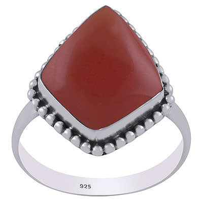 Gorgeous Rawa Work Around Carnelian Kite Shape 925 Sterling Solid Silver Ring - R3403214-6