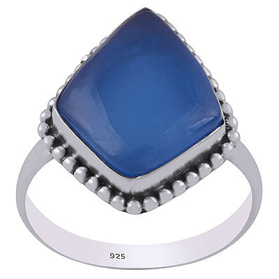 Gorgeous Rawa Work Around Blue Chalcedony Kite Shape 925 Sterling Solid Silver Ring - R3403214-9