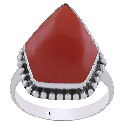 Stunning Rawa Work Around Carnelian Pentagon Shape 925 Sterling Solid Silver Ring - R3403215-6