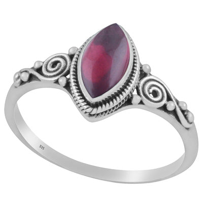 Beautiful Coil Work Around Garnet Marquise Shape 925 Sterling Solid Silver Ring - R3403219-2