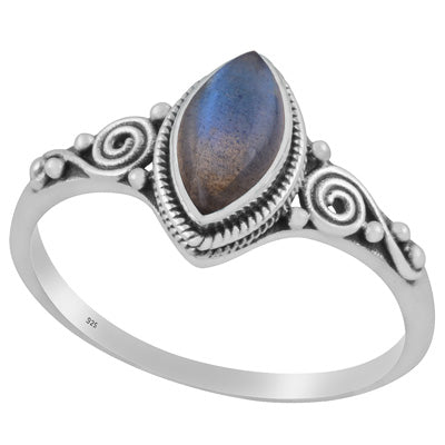 Beautiful Coil Work Around Labradorite Marquise Shape 925 Sterling Solid Silver Ring - R3403219-5