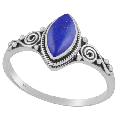 Beautiful Coil Work Around Lapis Marquise Shape 925 Sterling Solid Silver Ring - R3403219-6