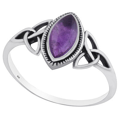 Alluring Celtic Knot Around Amethyst Marquise Shape 925 Sterling Solid Silver Ring - R3403220-1