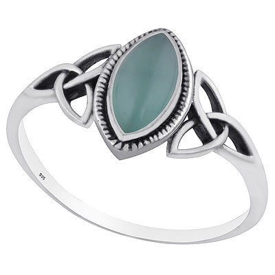 Alluring Celtic Knot Around Aqua Chalcedony Marquise Shape 925 Sterling Solid Silver Ring - R3403220-10