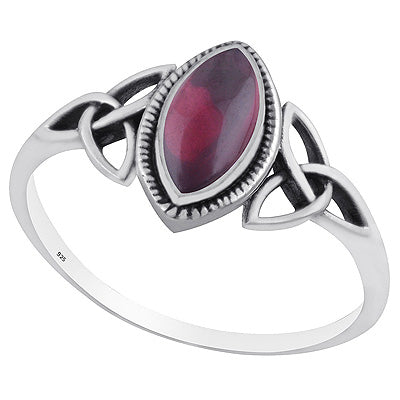 Alluring Celtic Knot Around Garnet Marquise Shape 925 Sterling Solid Silver Ring - R3403220-2