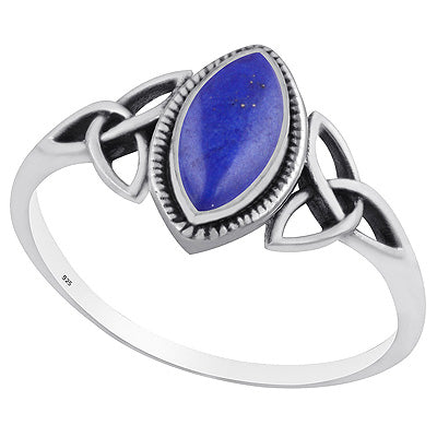 Alluring Celtic Knot Around Lapis Marquise Shape 925 Sterling Solid Silver Ring - R3403220-6