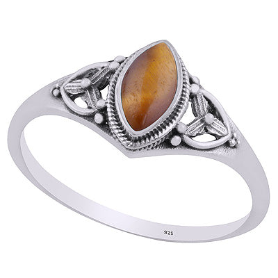 Gorgeous Handcrafted Work Around Tiger's Eye Marquise Shape 925 Sterling Solid Silver Ring - R3403221-11