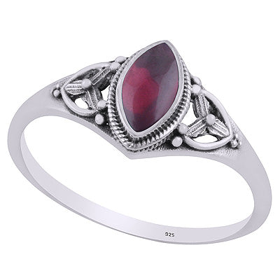 Gorgeous Handcrafted Work Around Garnet Marquise Shape 925 Sterling Solid Silver Ring - R3403221-2