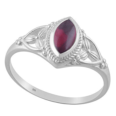 Gorgeous Handcrafted Work Around Garnet Marquise Shape 925 Sterling Solid Silver Ring - R3403221-52